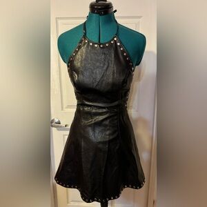 Dolls Kill Current Mood metal goth  punk studded Make em suffer halter dress S